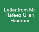 Read more about the article Letter from Mr. Hafeez Ullah Haidrani