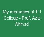 Read more about the article My memories of T. I. College – Prof. Aziz Ahmad Tahir, Rabwah